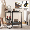 Mobile Buffet Serving Cart Kitchen Trolley Utility Cart Industrial Bar Cart