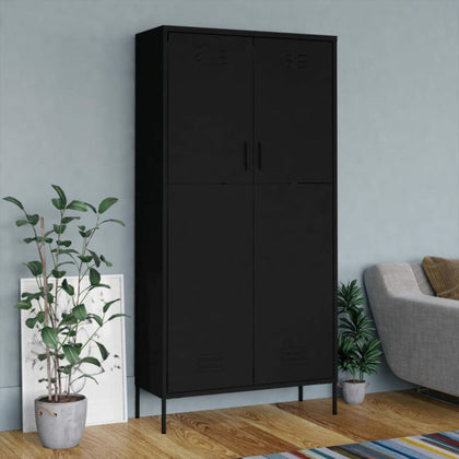 Wardrobe Black 90x50x180 Steel Q2V3