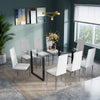 160cm Long Glass Dining Table Chairs Set 4/6/8 Seater Room Kitchen Dinette Table