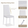 4pcs White Faux Leather High Back Dining Chairs Metal Legs Dining Room Kitchen
