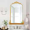 Large Antique Ornate Wall Mount Mirror Bathroom Makeup Arch Floral Decor W/Shelf