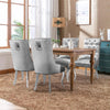 Black/ Grey Plush Velvet Lion Back Knocker Dining Accent Chairs with Chrome Legs