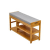 2 Tier Wooden Hallway Shoe Rack Storage Bench Bed End Stool Fabric Padded Seat