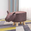Hippo Animal Footstool Ottomans Faux Leahter Brown Padded Wood Leg Gift for Kid