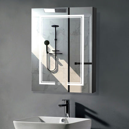 LED Illuminated Bathroom Mirror Cabinet Anti-fog with Sensor Touch 2 Usb 2 Jack