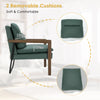 Modern Accent Chair Fabric Armchair w/ Rubber Wood Legs Rear Steel Bracket