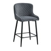 2x Grey Velvet Bar Stools Diamond Seat Metal Legs Kitchen Pub Chairs Stools