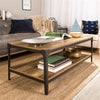 Vintage Industrial Coffee Table with Storage Shelf Rustic Side Table Living Room