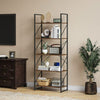 Bookcase 5 Tiers, Floor Standing Book Shelf, Rustic Brown Shelving Rack