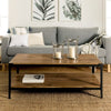 Vintage Industrial Coffee Table with Storage Shelf Rustic Side Table Living Room