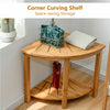 2-Tier Bathroom Shelf Shower Stool Fan-Shaped Bamboo Corner Storage Organizer
