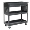 Black Steel Tool Trolley Cabinet with Wheels Workshop Storage Chest Carrier Cart
