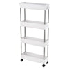 4-Tier Home Trolley Kitchen Storage Cart Steel Bars 4 Wheels Rolling Unit White