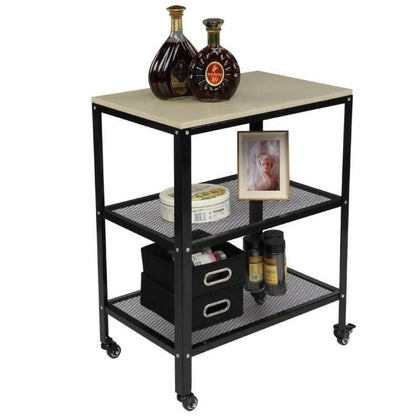 3-Tier Industrial Serving Rolling Cart Kitchen Microwave Cart with Storage