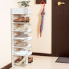 Double Row 7 Tier Shoe Storage Cabinet Wooden Boots Stand Racks Organizers Unit