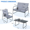4PCS Garden Patio Table and Chair Set Outdoor Conversation Furniture Metal Frame