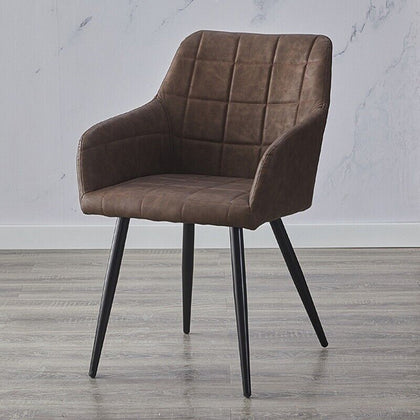 2 Pcs Brown Faux Leather PU Armchairs Dining Chairs Office Dining Room Retro