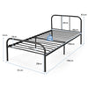 3FT Single Metal Bed Frame Heavy-duty Slatted Platform Bed with Curved Headboard