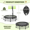 Foldable Mini Trampoline 115cm Exercise Trampoline w/ Height Adjustable Handrail