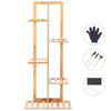 6 Pots Wood Flower Rack Plant Stand Shelves Bonsai Display Shelf Indoor Outdoor