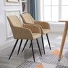Set of 2 Grey/Brown/Beige Dining Chairs Fuax Leather Padded Seat Metal Legs PU