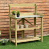 3 Tier Garden Patio Potting Table Wooden Planting Bench Workstation with Hooks