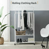 Large Rolling Clothes Rail Hanger Shelf Garment Laundry Room Balcony Drying Rack