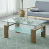 Glass Coffee Table With Storage Modern Living Room Furniture Tea Coffee Table