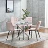 Set of 4 Pink Velvet Dining Chairs Kitchen Dinning Room Metal Leg Padded Modern