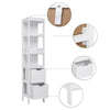 White Tall Bathroom Cabinet with Drawers Display Shelf Cupboard Storage Unit