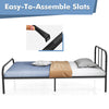 3FT Single Metal Bed Frame Heavy-duty Slatted Platform Bed with Curved Headboard
