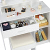 Dressing Table Stool Set with LED Mirror Cabinet Drawer Shelves Makeup Table