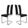 Dining Chair Set of 2 High Back PU Leather Chrome Leg Kitchen Office Padded Seat
