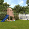 Playhouse with Slide Swings Solid Wood E1N3