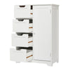 White Bathroom Storage Cabinet with 4 Drawers 1 Door Adjustable Partition Wooden