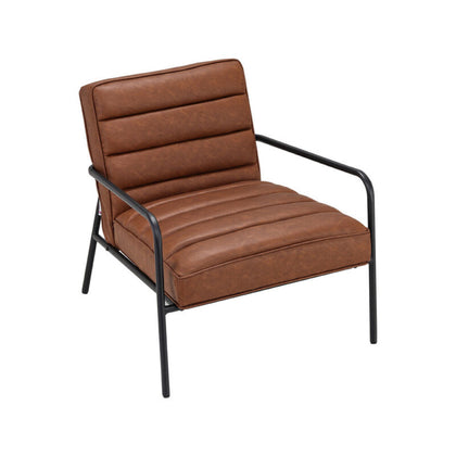 Rustic Accent Armchair PU Leather Wide Armchair Single Sofa Chair Club Bedroom