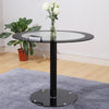 90cm Tempered Round Table Clear Glass Chrome Base Leg Dinner Kitchen Furniture
