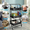 3 Tier Kitchen Storage Trolley Cart Utility Rolling Rack Tray Shelf on Wheels