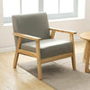 Retro Single Fabric Armchair Seat Chair Accent Armchair Wood Sofa Grey UK