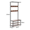 Coat Rack Stand and Shoe Storage Bench Metal Hall Tree with 3-Tier Shelf 8 Hooks