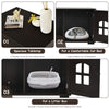 Wooden Cat Litter Box Enclosure Kitty Washroom Toilet Storage Cabinet W/ Window