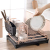 2Tier Rose Gold Dish Drainer Cutlery Cup Plates Holder Sink Rack Drip Tray Decor