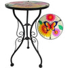 Iron/Glass Round Side Coffee Table Mosaic Design Garden Patio Flower Plant Stand