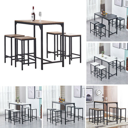 5Pcs Bar Table Stools Set 4 Bar Stools for Breakfast Pub Counter Small Apartment