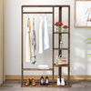 6 Tier Ladder Strong Wooden Clothes Rail Garment Rack with Top Rod Hanging Shelf