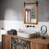 30''x22'' Wall Mount Mirror Decor Vanity Mirror Wood Frame Barn Door Style Brown