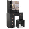 Dressing Table With Mirror Modern Makeup Desk Bedroom Vanity Table Set + Stool