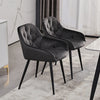Pair Dining Chairs Bar Stools Dining Room Kitchen Tufted Seat Metal Legs