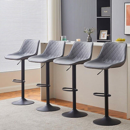 4X Faux Leather Bar stools Padded Metal Base Footrest Bar Stool Breakfast Chair