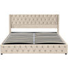 Merax Upholstered Bed Functional Bed from Storage Double Size Beige Velvet